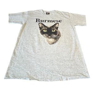 Vintage 90s Burmese Cat Graphic Tee Single Stitch USA Made Size M